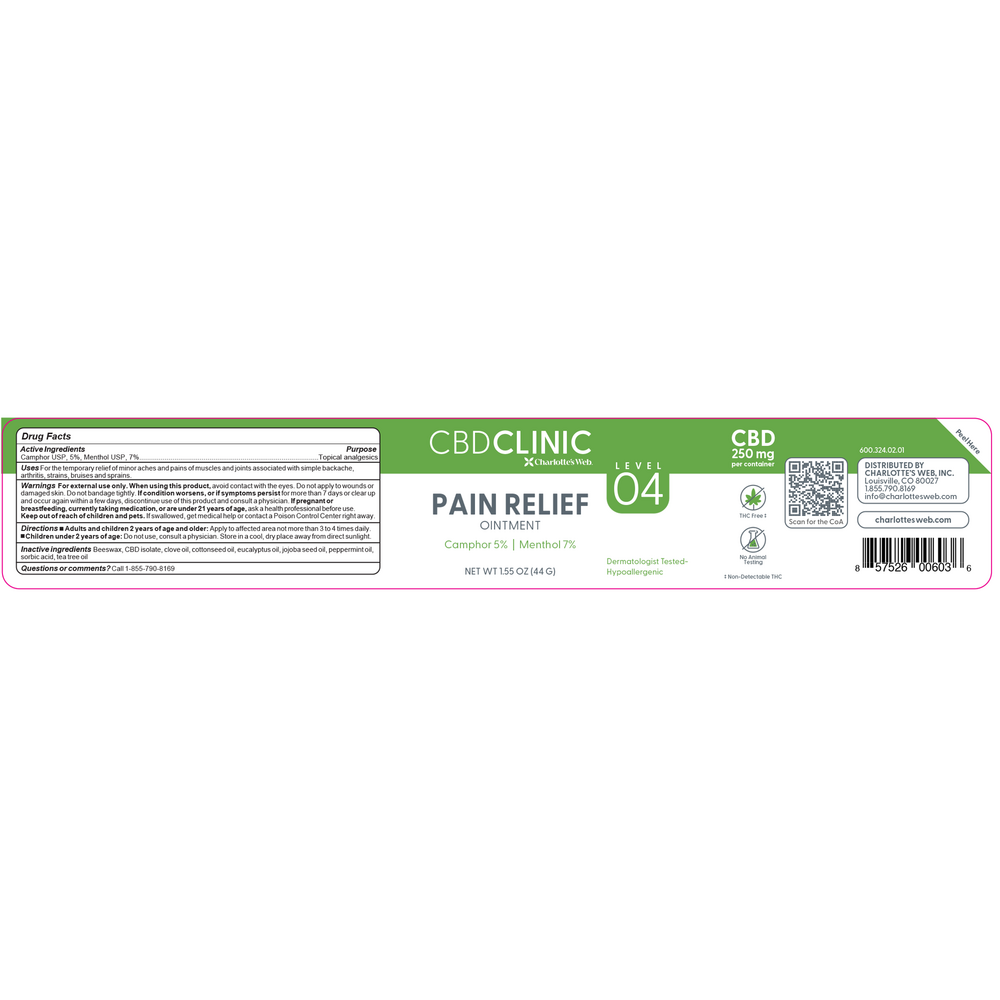 CBD CLINIC Level 4 - Pain Relief Ointment 44 Grams