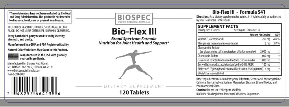 Biospec Nutritionals Bio-Flex III 120 tablets