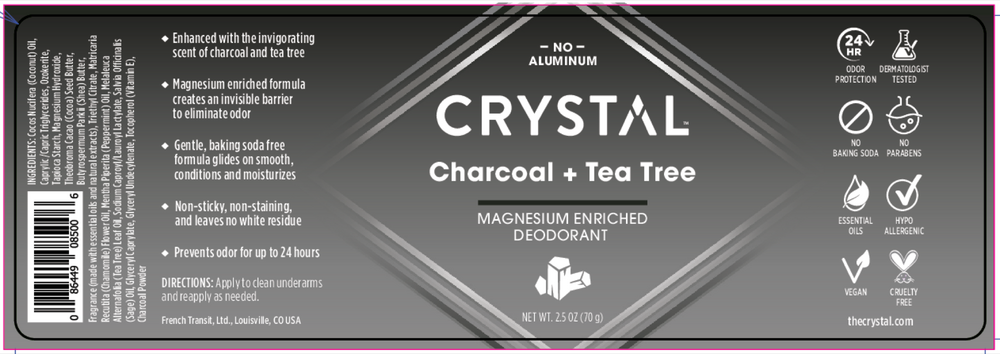 Crystal Magnesium Enriched Charcoal & Tea Tree Deodorant 2.5oz