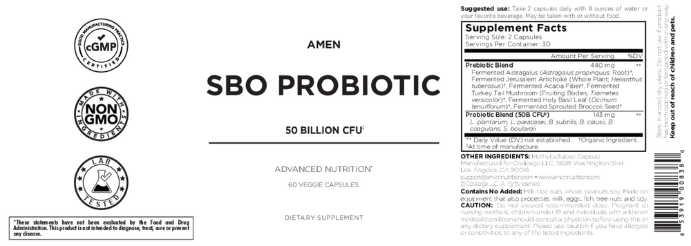 Amen SBO Probiotic 50 billion CFU 60 capsules