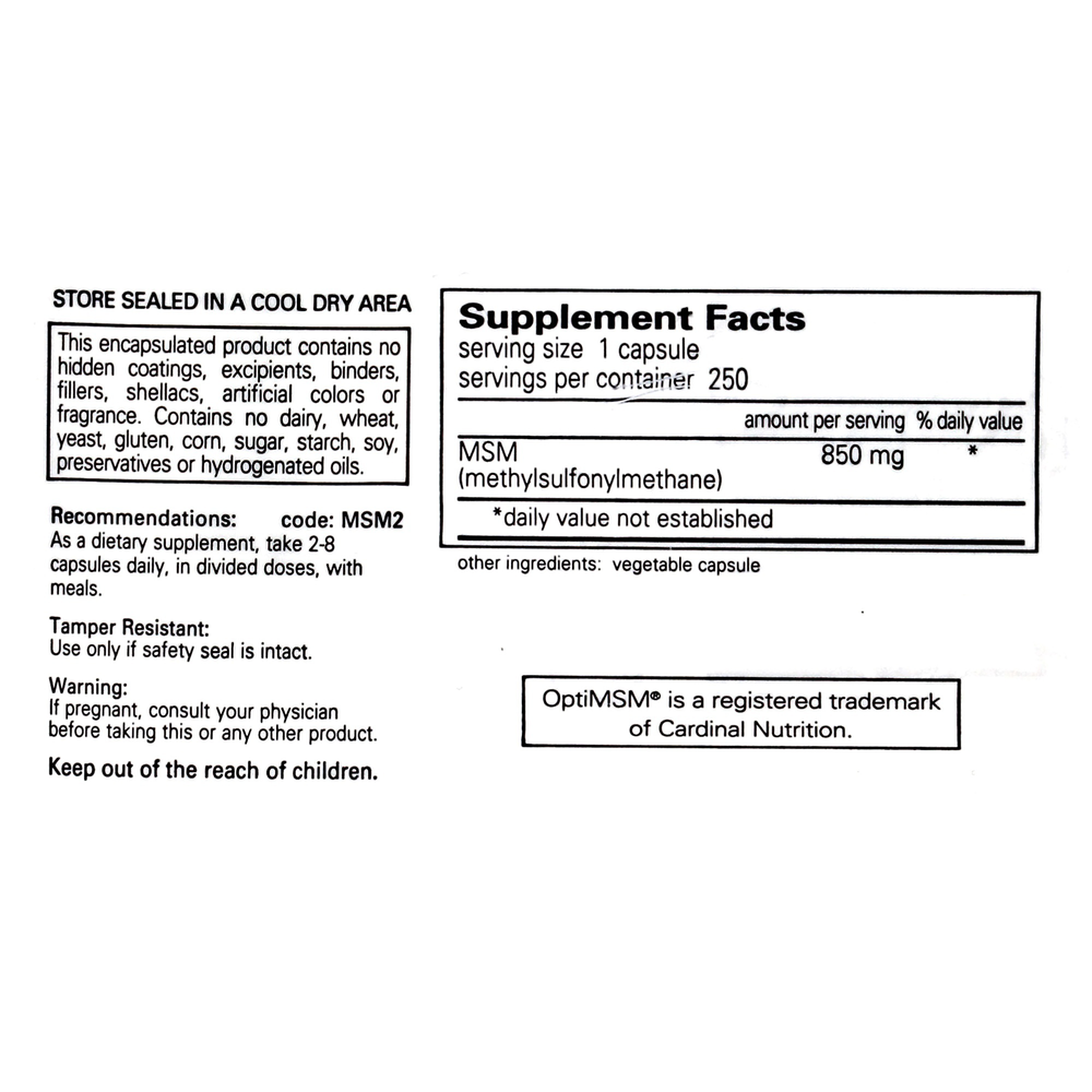 Pure Encapsulations MSM Capsules 250 capsules