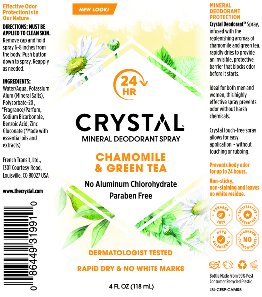 Crystal Chamomile & Green Tea Body Spray Deodora 4oz