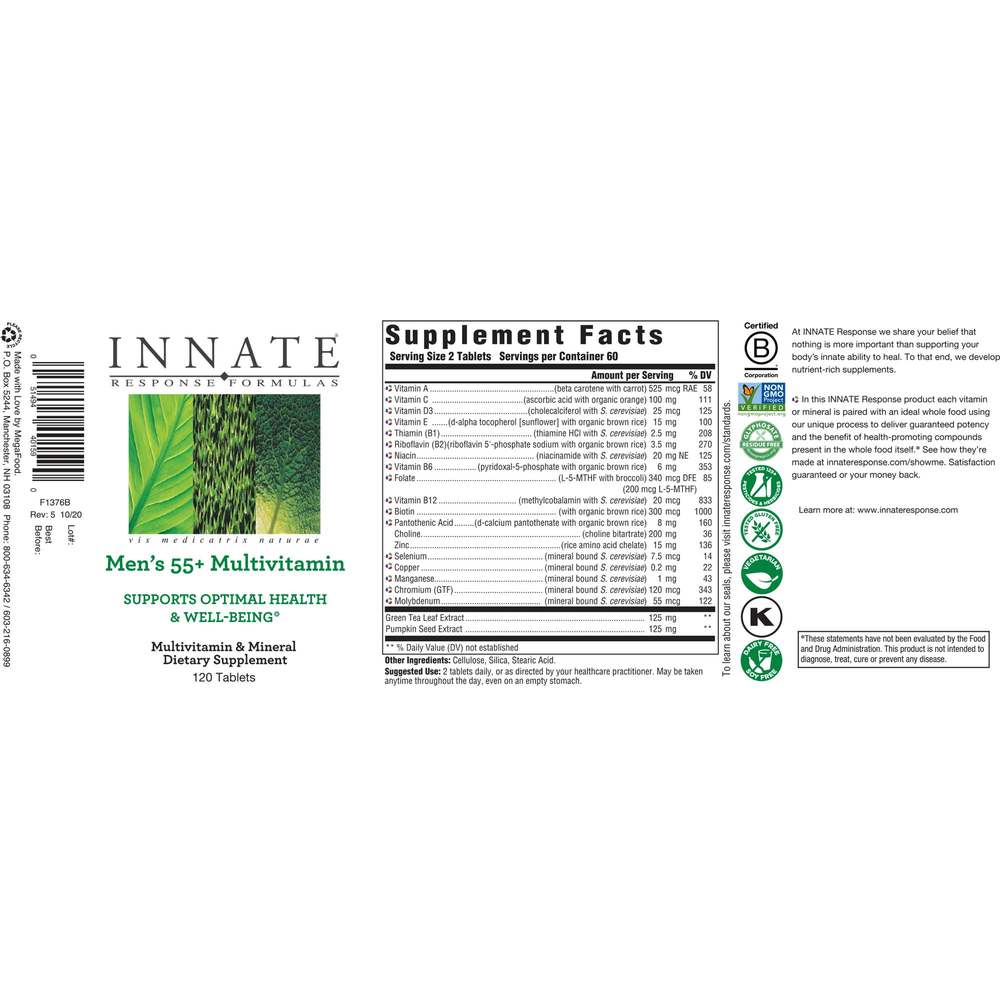 Innate Response Men's 55+ Multivitamin 120 tablets