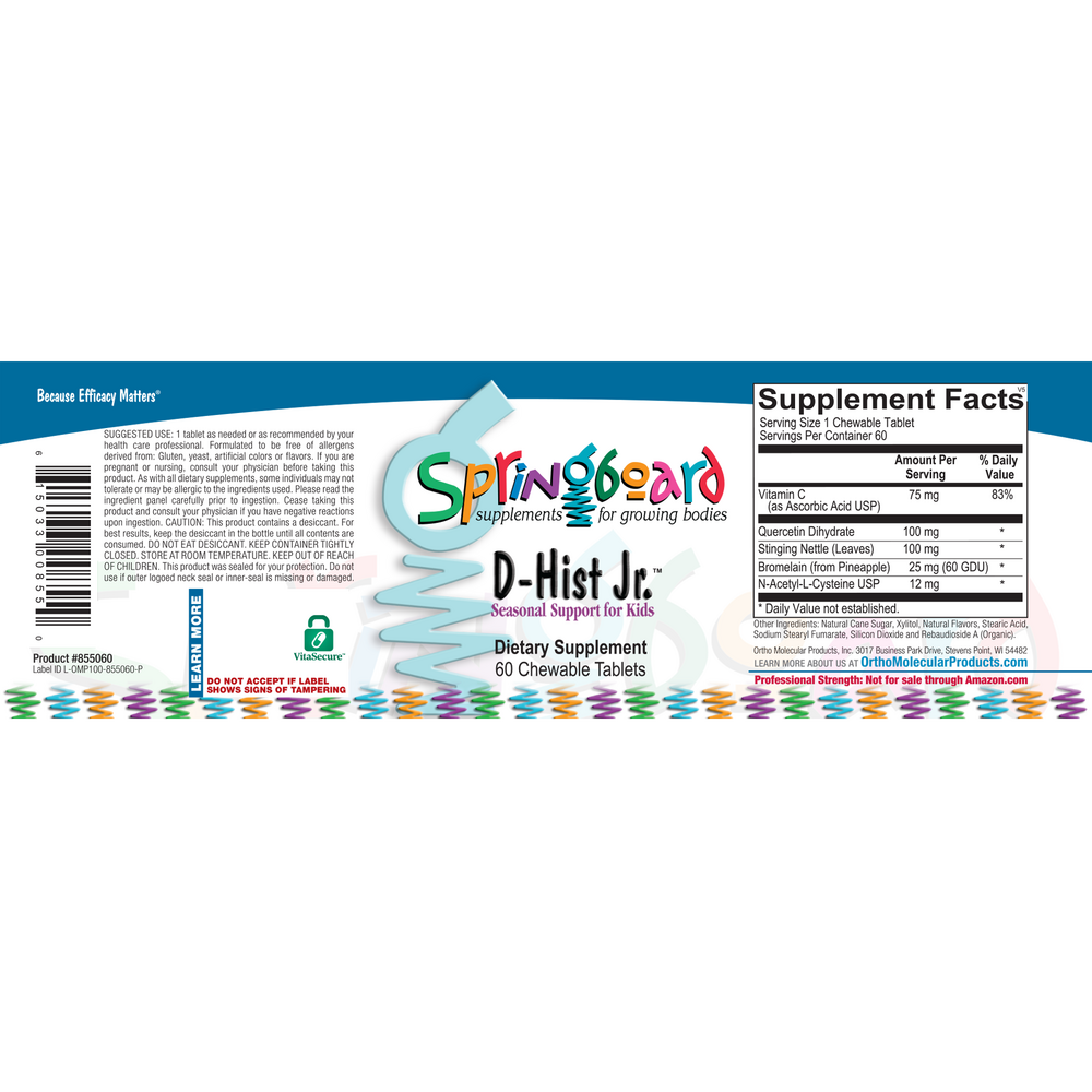Ortho Molecular Products D-Hist Jr. — 60 Chewable Tablets