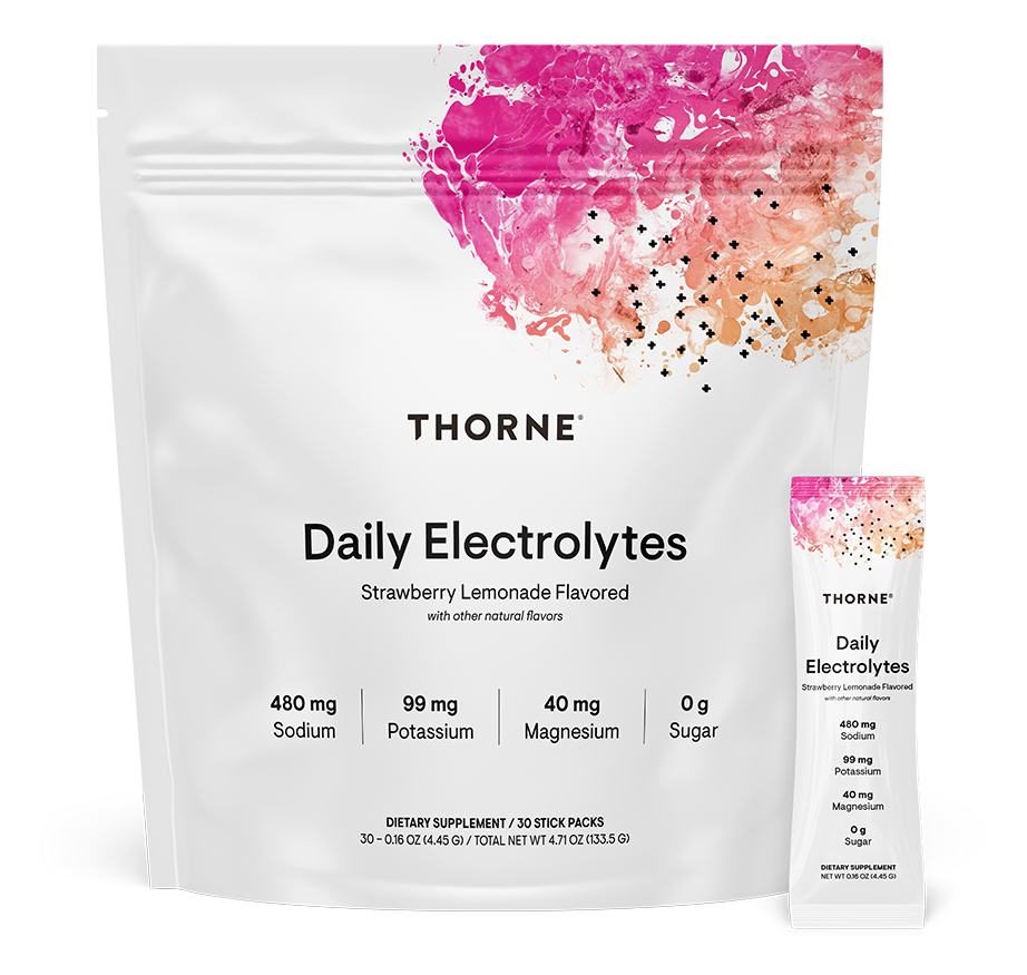 Thorne Daily Electrolytes Stick Packs, Strawberry Lemonade 30 packets