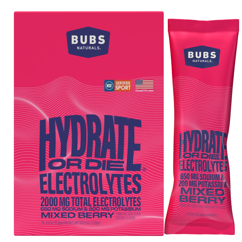 Bubs Naturals Hydrate or Die Electrolytes - Mixed Berry 20 packets