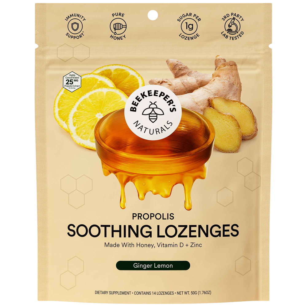 Beekeeper's Naturals Lozenge, Ginger Lemon 14 Lozenges