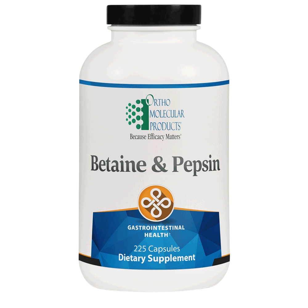 Ortho Molecular Product Betaine & Pepsin 225 capsules