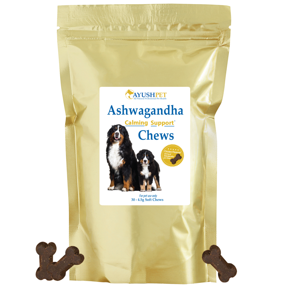 Ayush Herbs Pet Ashwagandha Calming Support* Chews, Chicken Flavored 30 Chewables