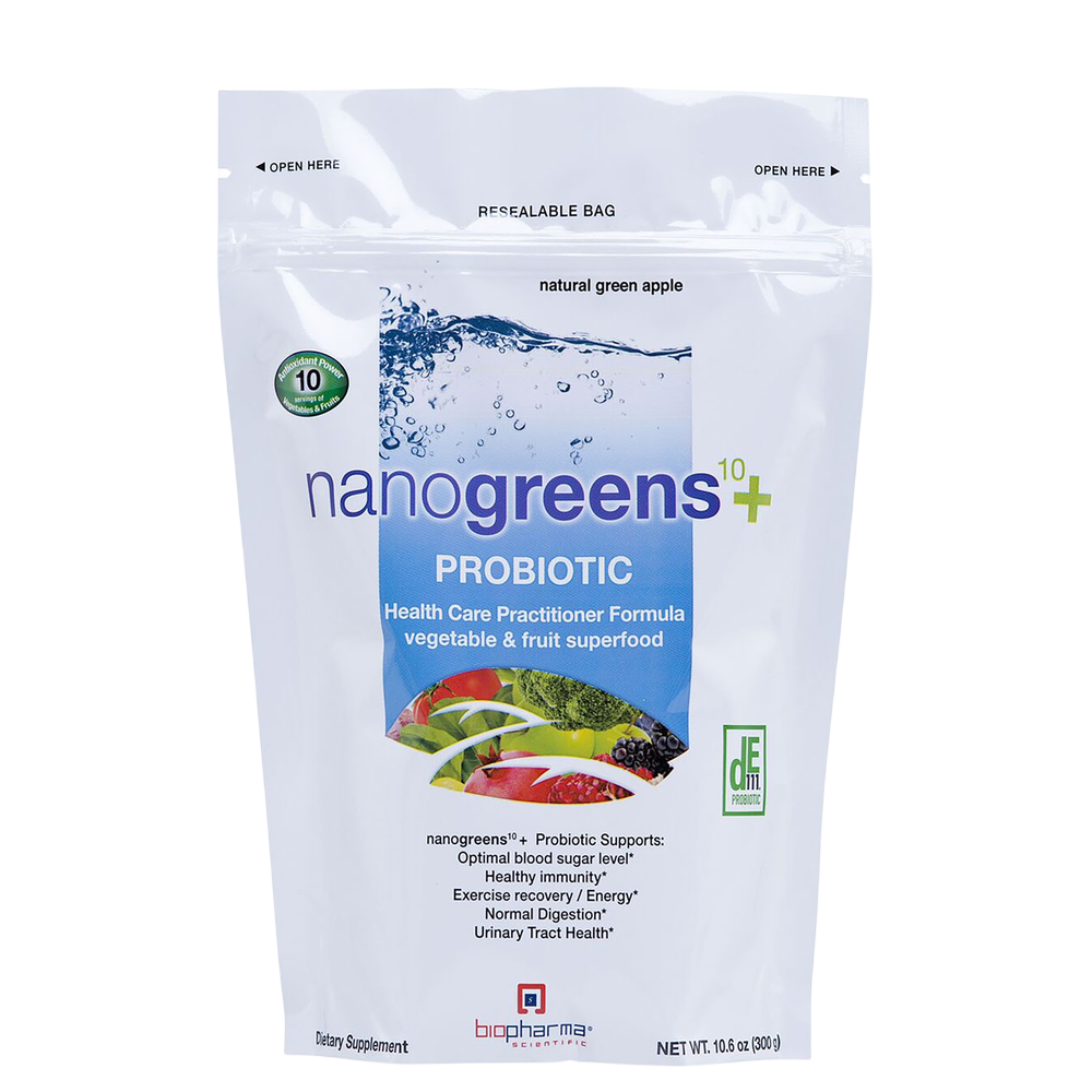 BioPharma Scientific NanoGreens+ Probiotic - Green Apple 300 Grams