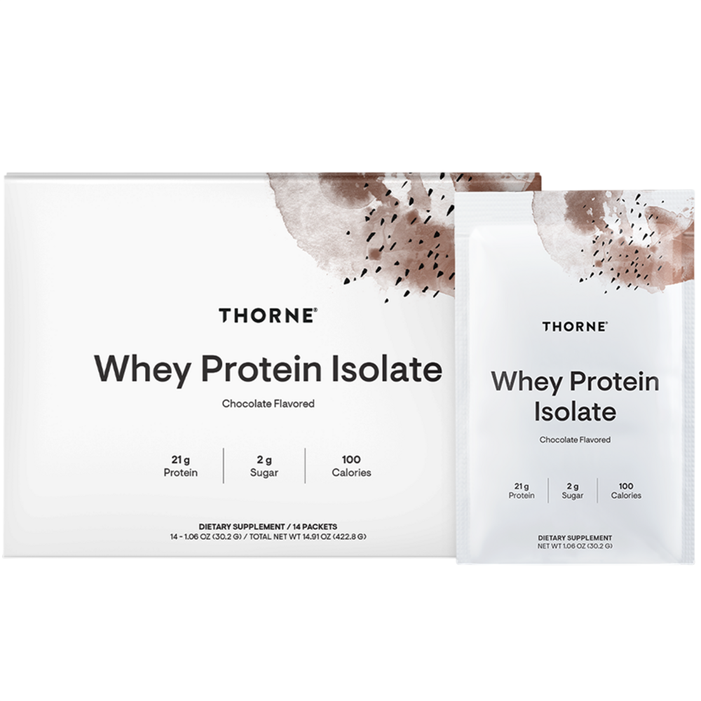 Thorne Whey Protein Isolate Chocolate Flavored 14 packets