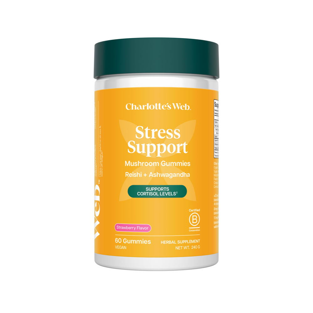 Charlotte's Web Reishi+Ashwagandha Stress Support Gummy, Strawberry Flavor 60 gummies