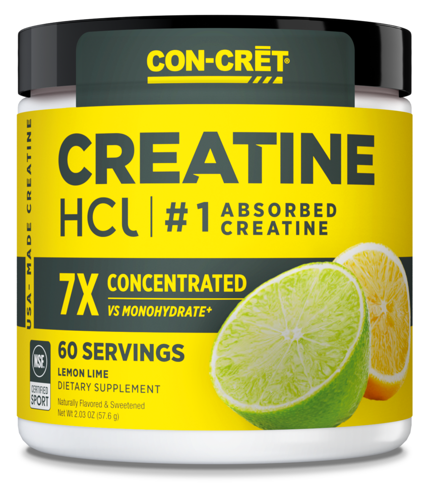 CON-CRET Creatine HCl Powder, 750mg, Lemon Lime 57.6g