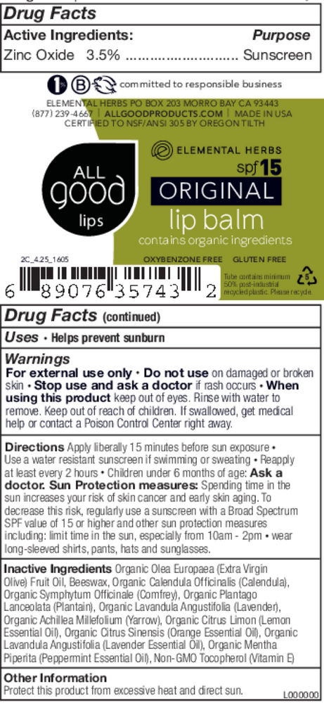 All Good Spf 15 Lip Balm Original 0.15 oz