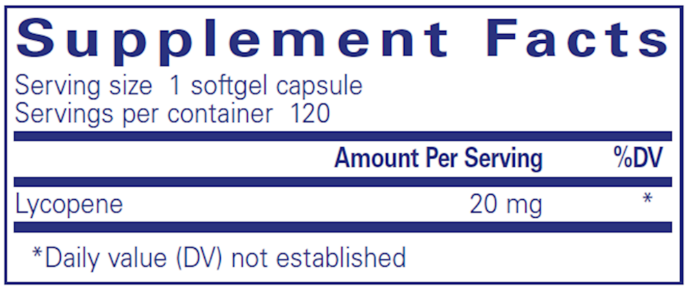 Pure Encapsulations Lycopene 20mg 120 softgel capsules