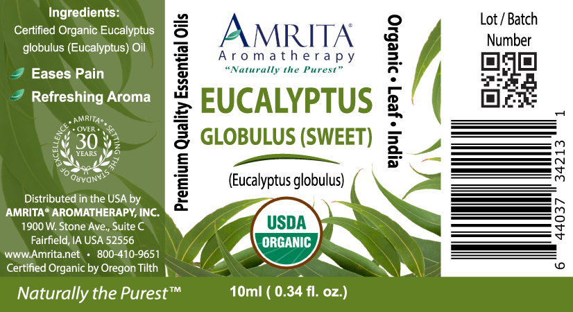 Amrita Aromatherapy Organic Eucalyptus Globulus (Sweet) 0.34oz