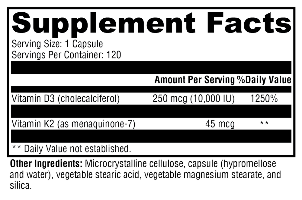 XYMOGEN K2-D3 10,000 (Vitamin D3) 120 capsules