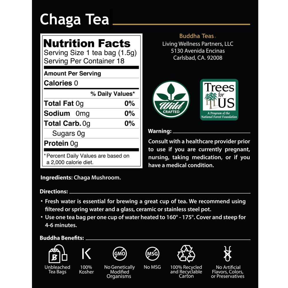 Buddha Teas Chaga Tea 18 Count