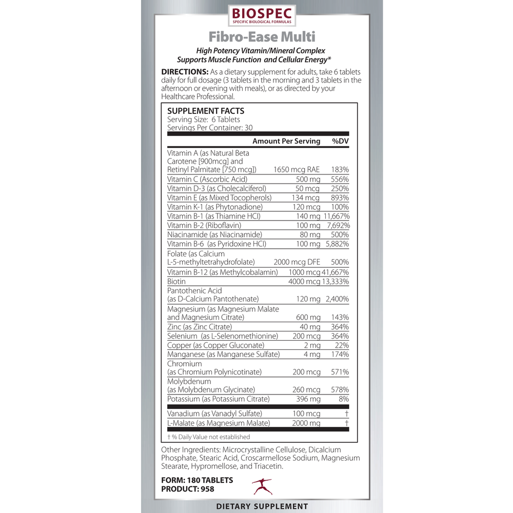 Biospec Nutritionals Fibro-Ease Multi 180 tablets