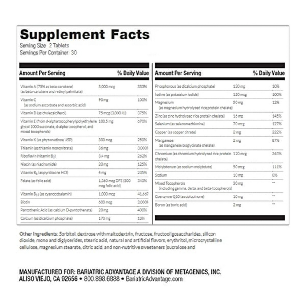 Bariatric Advantage Chewable Advanced Multi EA without Iron Mixed Fruit 30 tablets