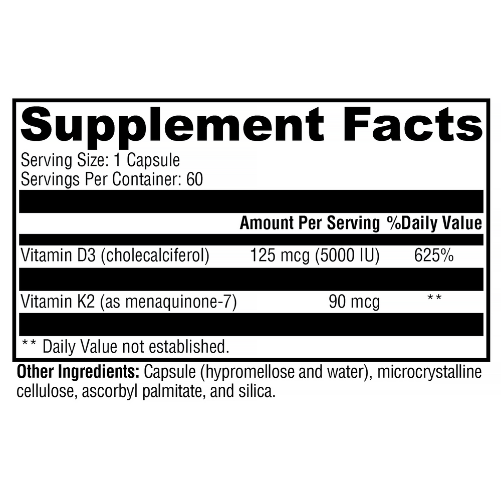 XYMOGEN K2-D3 5000 (Vitamin D3) 60 capsules
