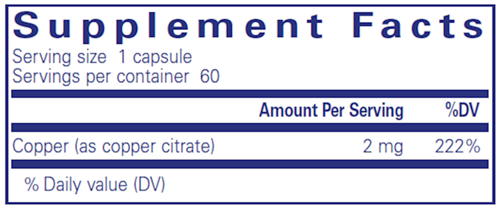Pure Encapsulations Copper (Citrate) 60 capsules