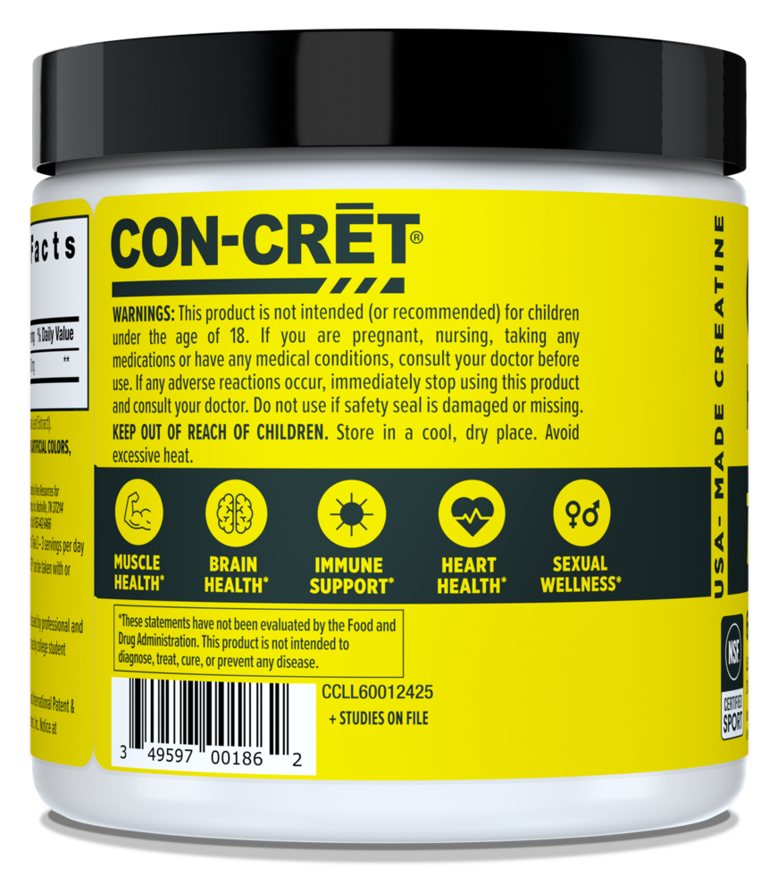 CON-CRET Creatine HCl Powder, 750mg, Lemon Lime 57.6g