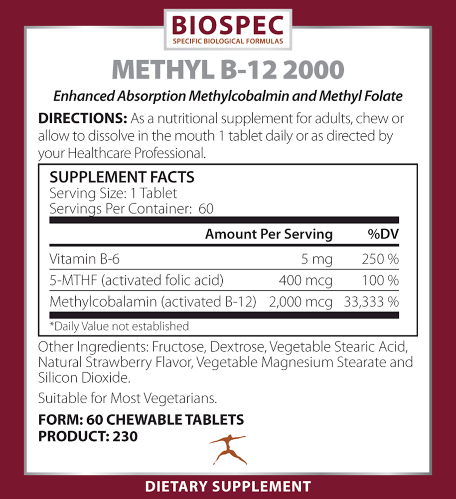 Biospec Nutritionals Methyl B-12 2000 60 Chewables