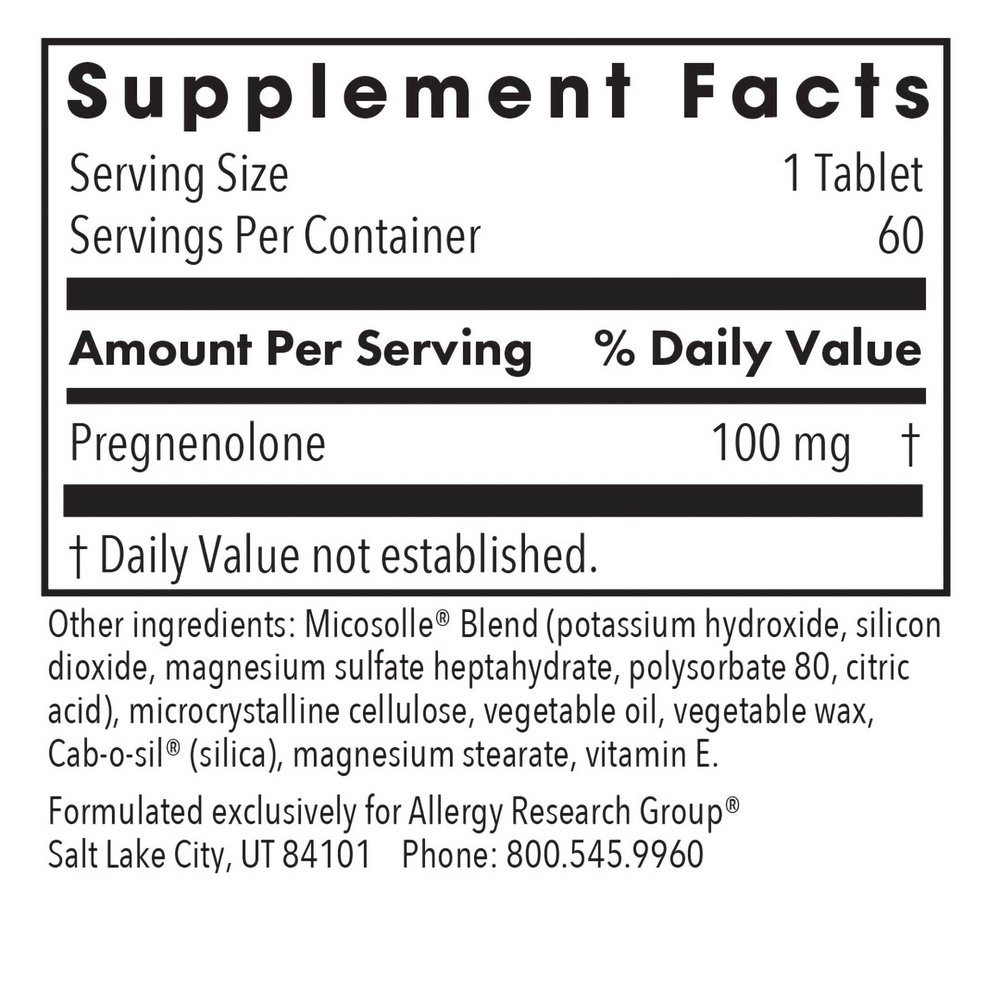 Allergy Research Group Pregnenolone 100 Hormone Support 60 tablets