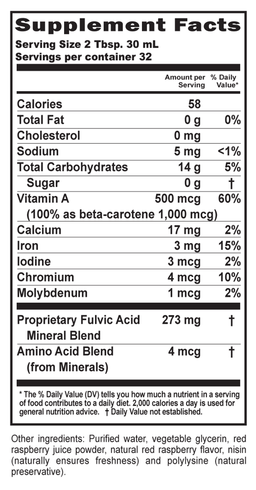 Buried Treasure Fulvic Minerals, Raspberry 990ml