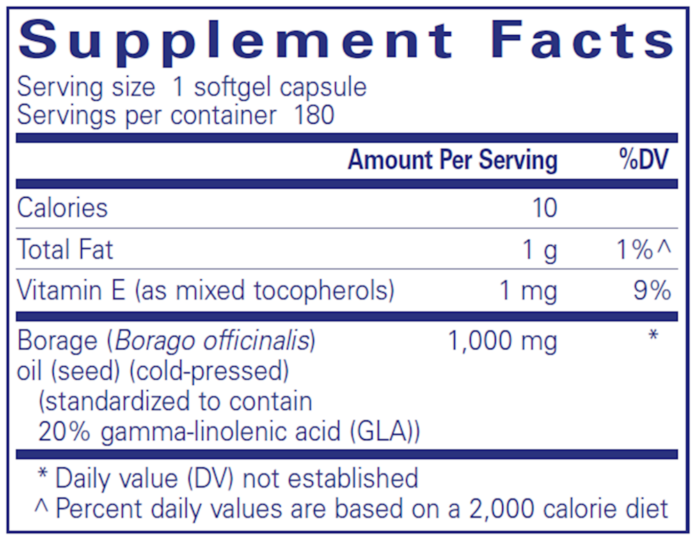 Pure Encapsulations Borage Oil 180 softgel capsules