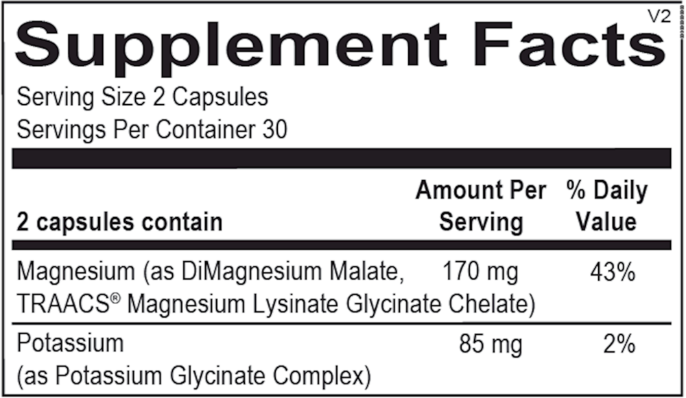 Ortho Molecular Products Reacted Magnesium and Potassium 60 capsules