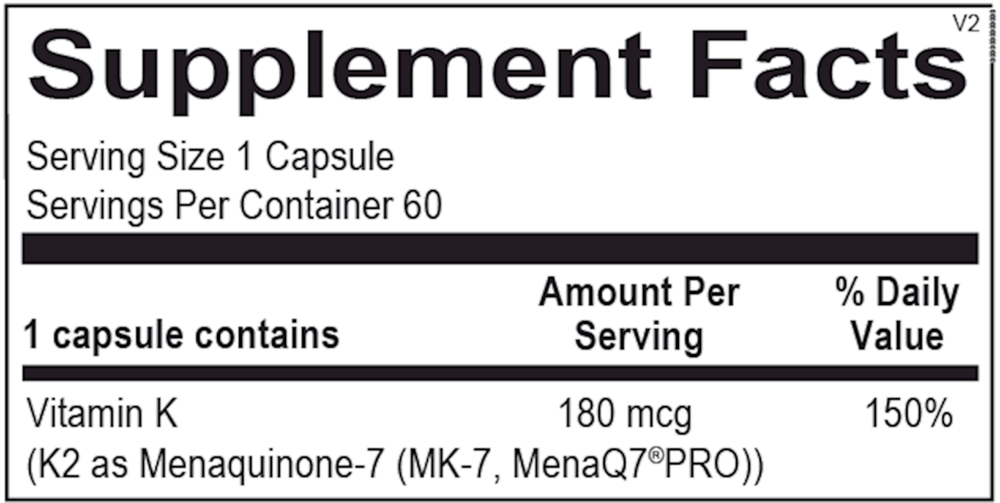 Ortho Molecular Product Vitamin K2 180 MCG 60 capsules