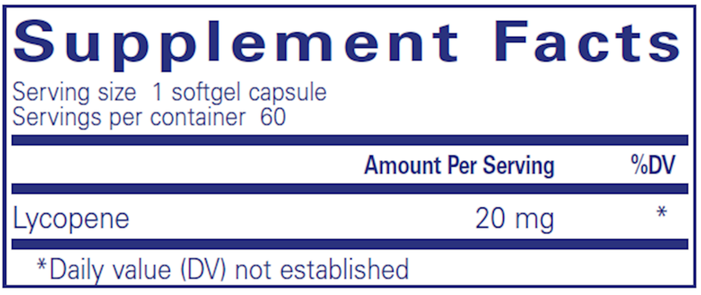 Pure Encapsulations Lycopene 20mg 60 softgel capsules