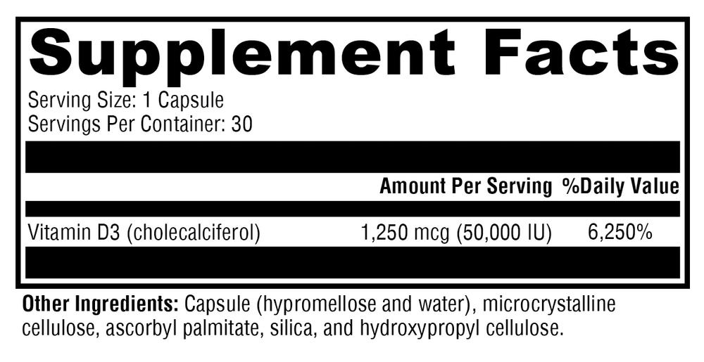 XYMOGEN D3 50,000 30 capsules