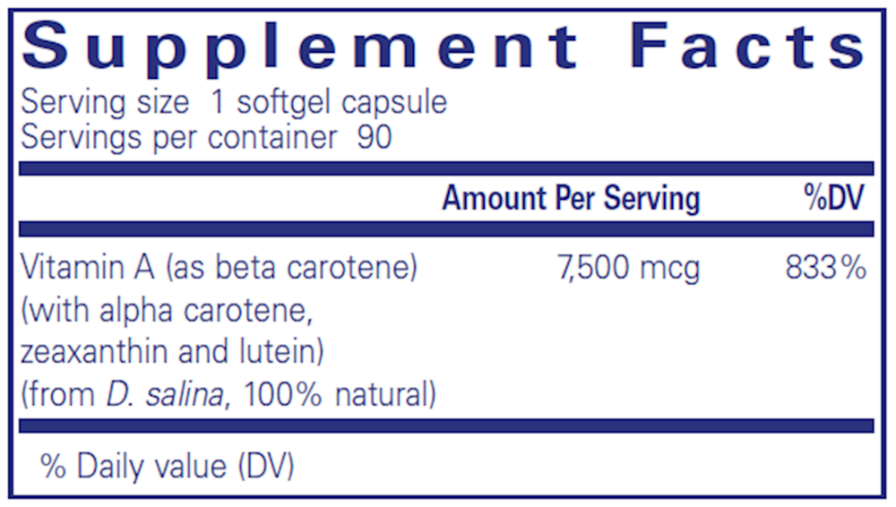 Pure Encapsulations Beta Carotene 90 Softgel Capsules