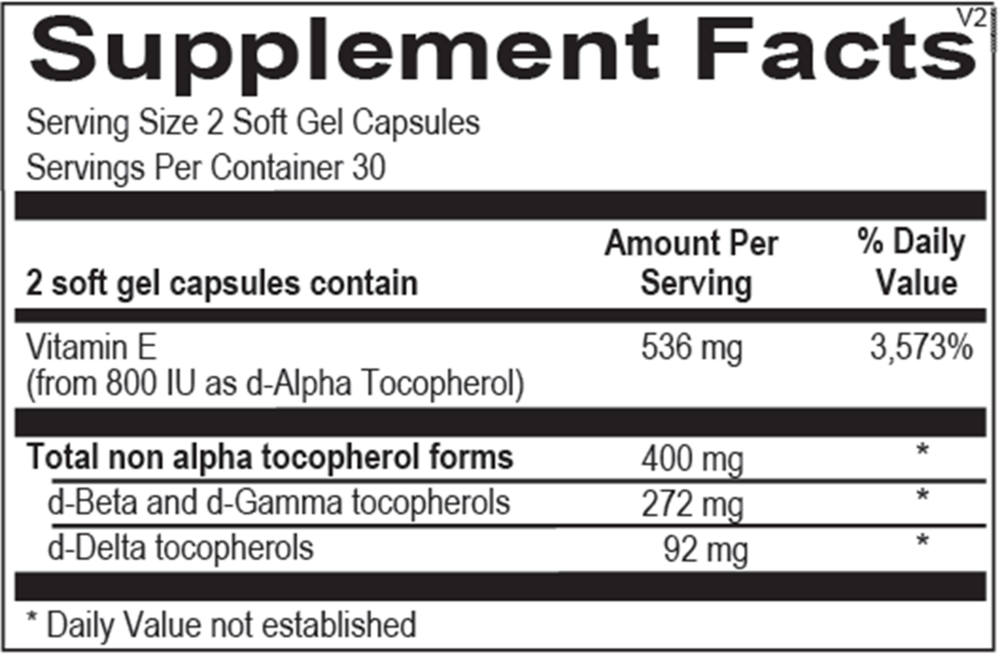 Ortho Molecular Product Natural Vitamin E Mixed Tocopherols 60 capsules