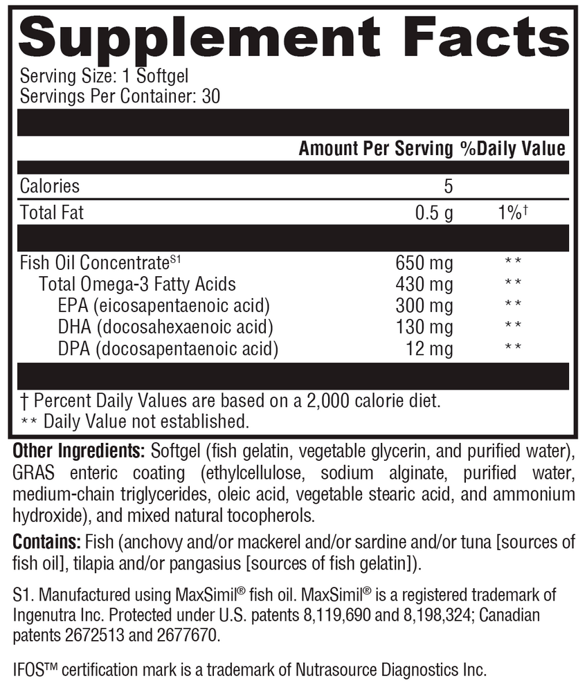XYMOGEN Omega 3 BasiX 30 Softgels