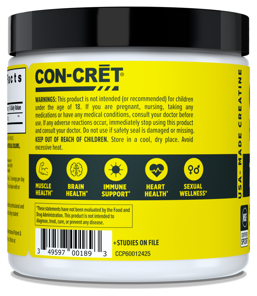 CON-CRET Creatine HCl Powder, 750mg, Pineapple 57.6g
