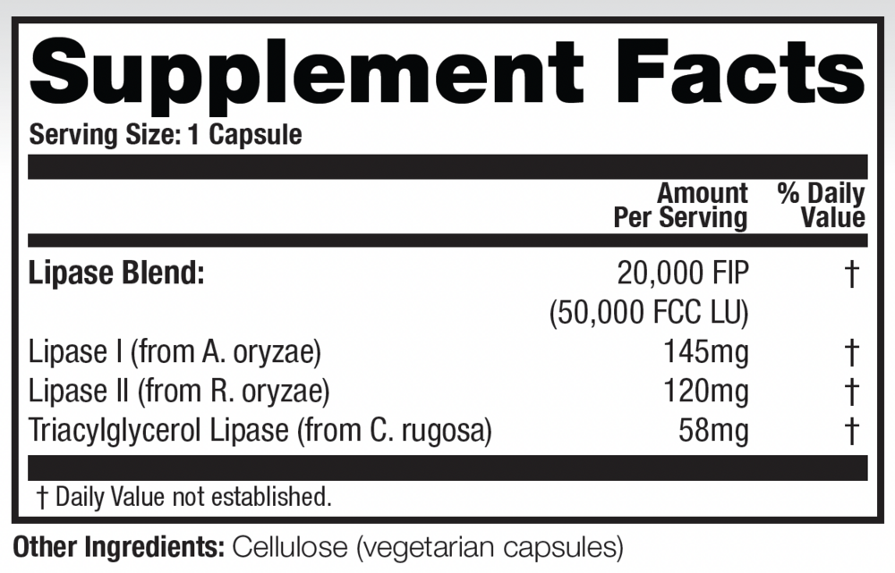 Arthur Andrew Medical Lipagest - 20,000 FIP 180 capsules