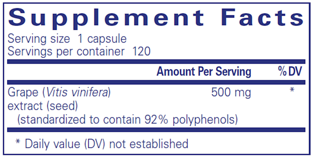 Pure Encapsulations Grape Pip 500mg 120 capsules