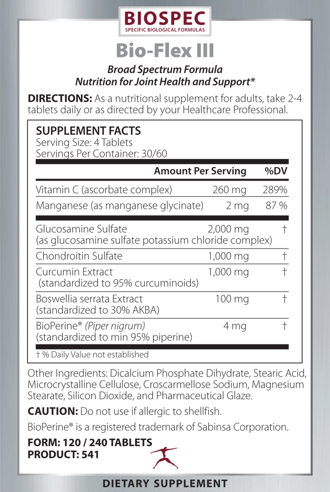 Biospec Nutritionals Bio-Flex III 120 tablets
