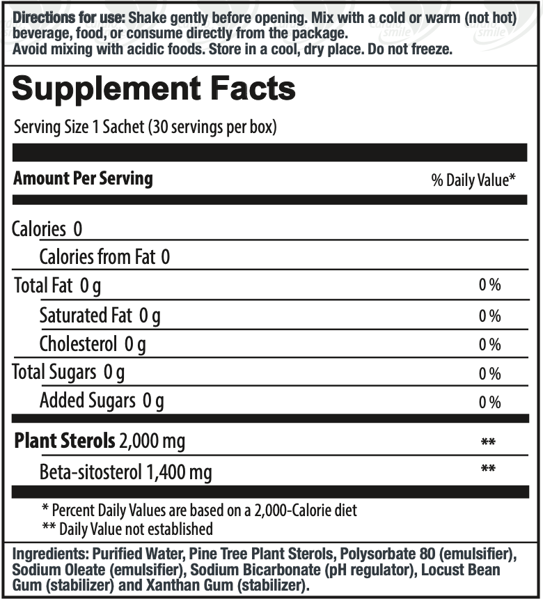 Cardiosmile Cardiosmile, Liquid Plant Sterols, 2000mg 30 sachets