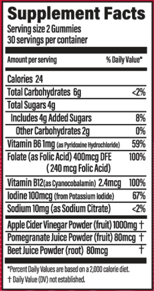 Bubs Naturals Apple Cider Vinegar Gummies 60 gummies
