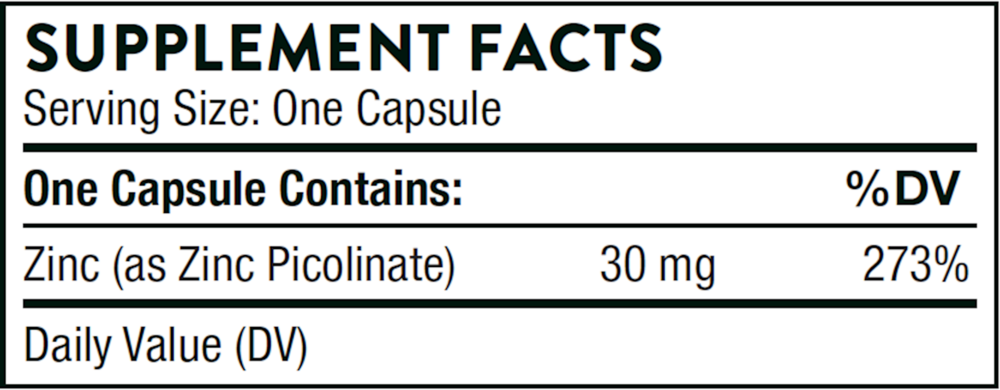 Thorne Zinc Picolinate 30mg 180 capsules
