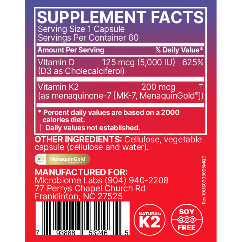 Microbiome Labs Megaquin K2+D3 60 capsules