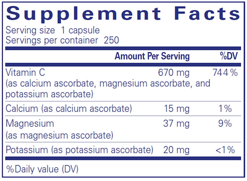 Pure Encapsulations Buffered Ascorbic Acid 250 capsules
