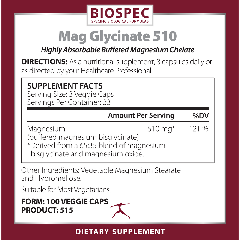Biospec Nutritionals Mag Glycinate 510 100 capsules