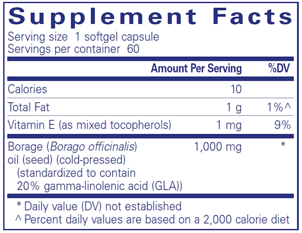 Pure Encapsulations Borage Oil 60 softgel capsules