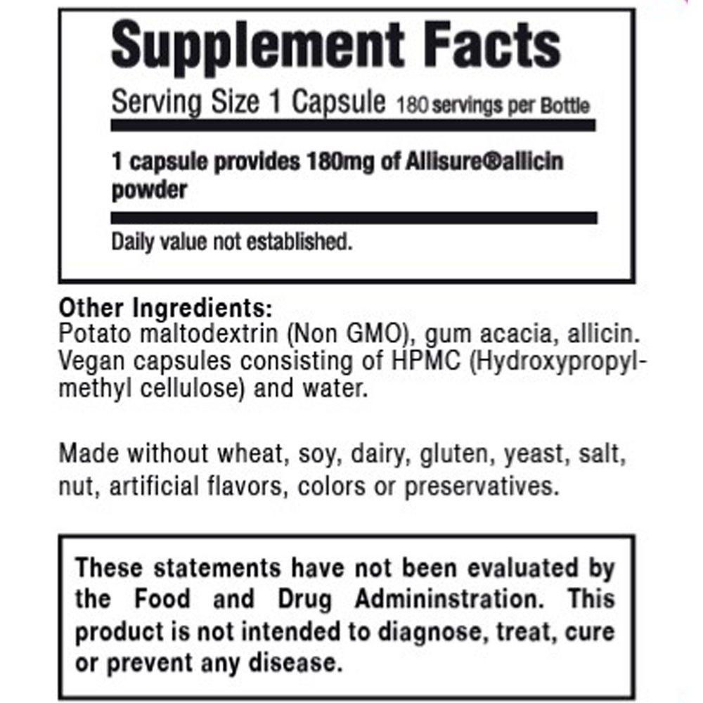 Allimax Nutraceuticals Allimax 100% Allicin 180mg 180 capsules